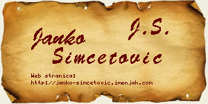 Janko Simčetović vizit kartica